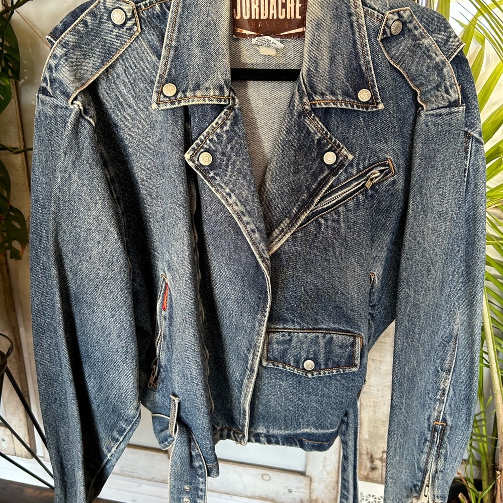 Blue Denim Biker Jacket